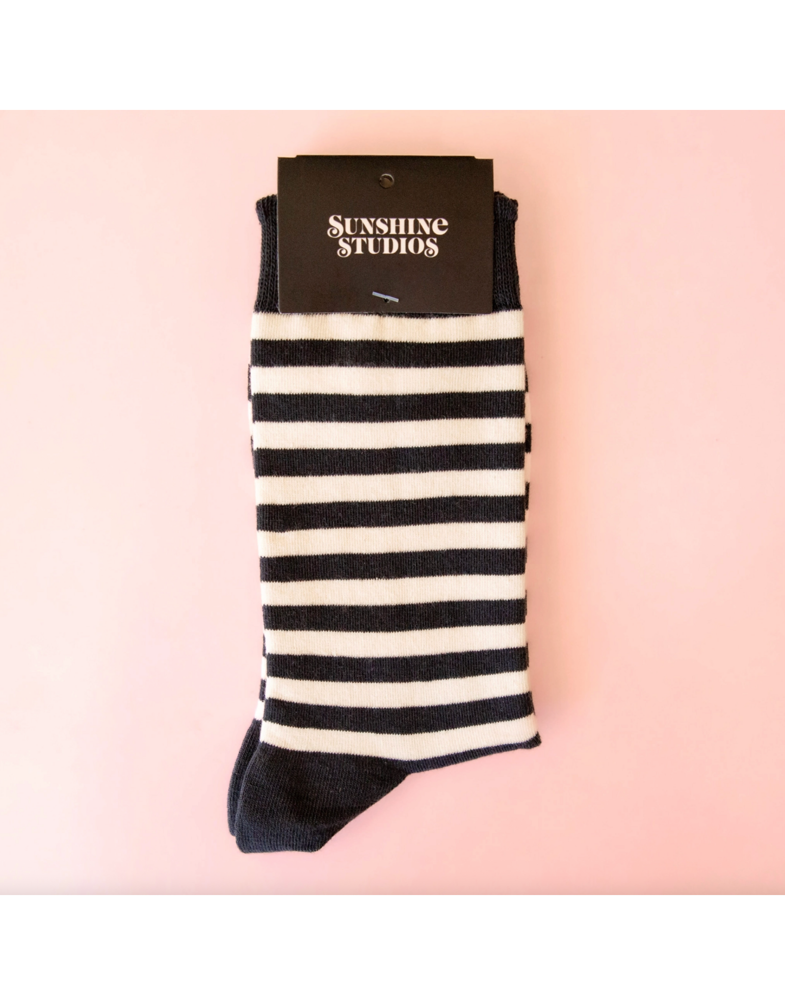 Sunshine Studios Striped Crew Socks - Black