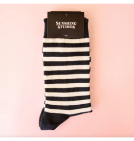 Sunshine Studios Striped Crew Socks - Black