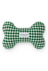 Evergreen Gingham Dog Bone Squeaky Toy