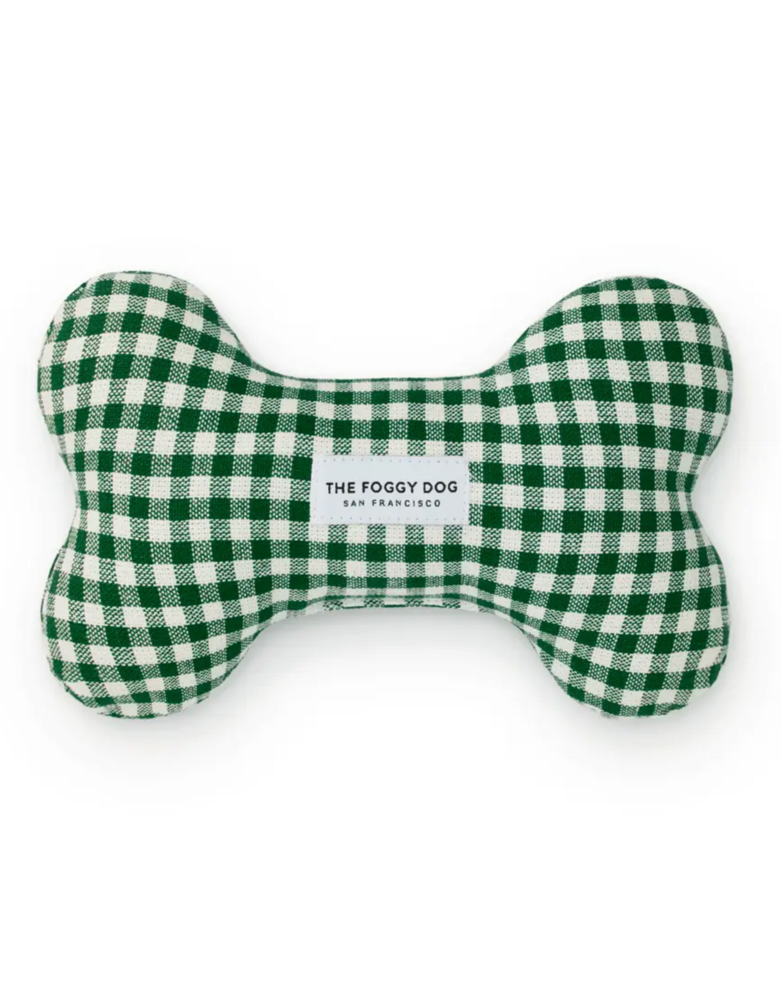 Evergreen Gingham Dog Bone Squeaky Toy