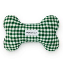 Evergreen Gingham Dog Bone Squeaky Toy