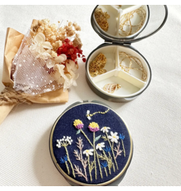 Quince Fables Floral Mini Round Jewelry Box - Flower Garden