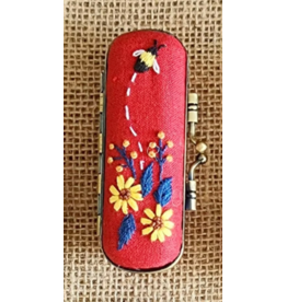 Quince Fables Vintage Embroidered Lipstick Case - Red