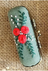 Quince Fables Vintage Embroidered Lipstick Case - Olive