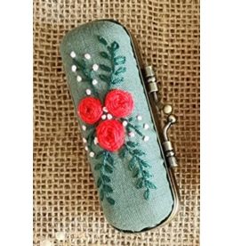 Quince Fables Vintage Embroidered Lipstick Case - Olive