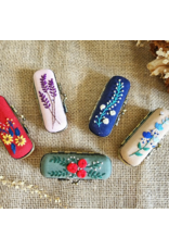 Quince Fables Vintage Embroidered Lipstick Case - Pink + Purple