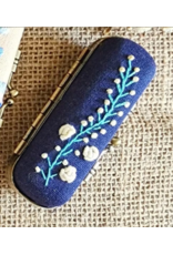 Quince Fables Vintage Embroidered Lipstick Case - Navy