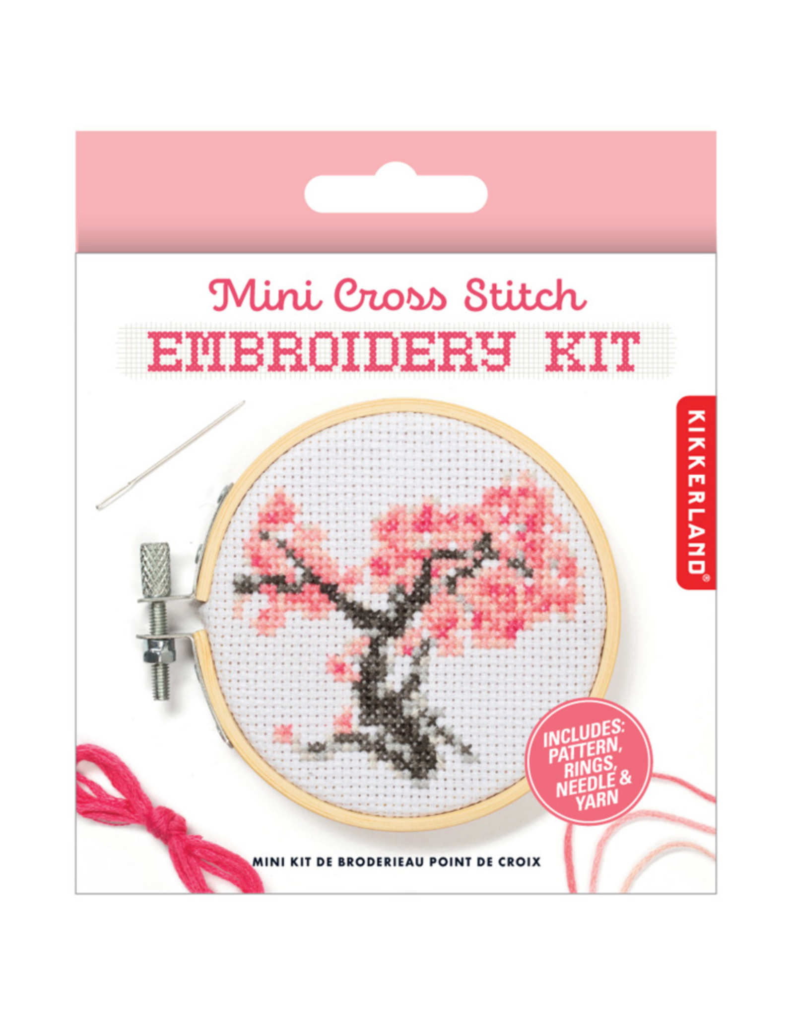 Kikkerland Mini Cross Stitch Embroidery Kit - Cherry Blossom