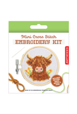 Kikkerland Mini Cross Stitch Embroidery Kit - Highland Cow