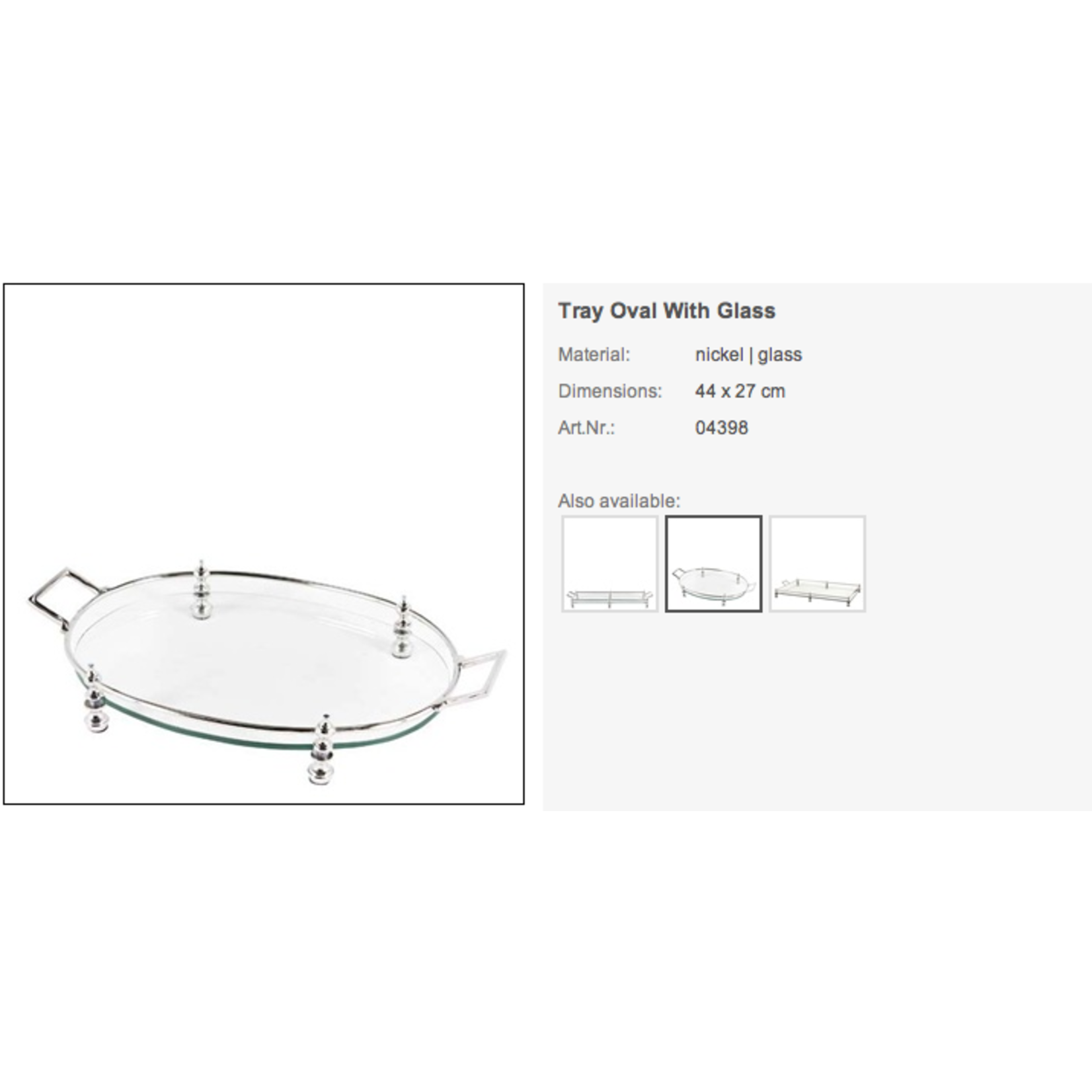 EICHHOLTZ TRAY OVAL  WITH GLASS