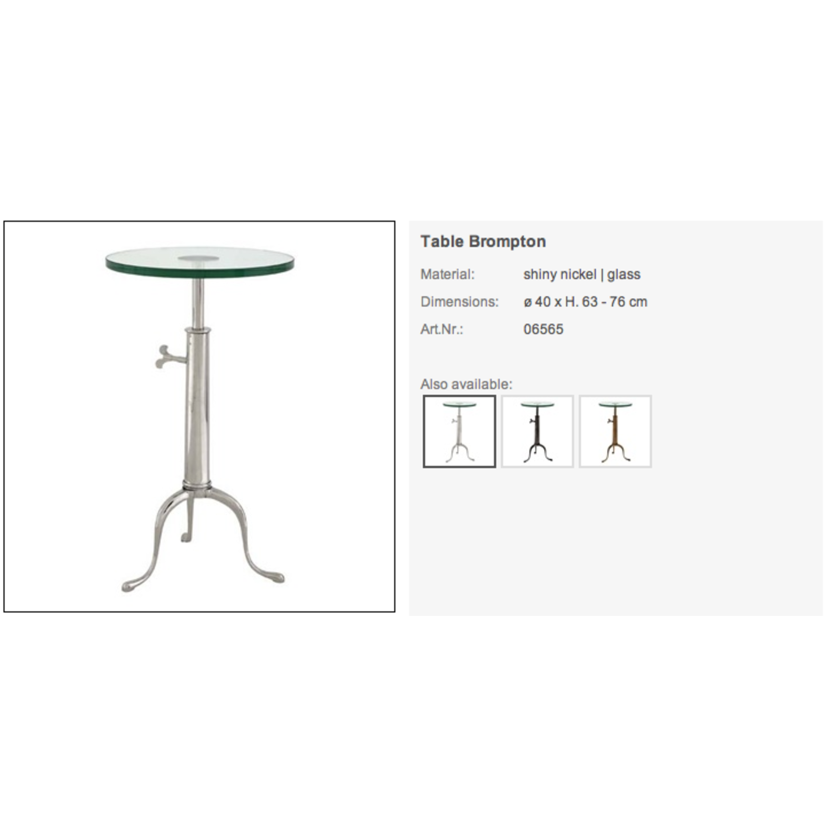 EICHHOLTZ SIDE TABLE BROMPTON SHINY NICKEL/GLASS