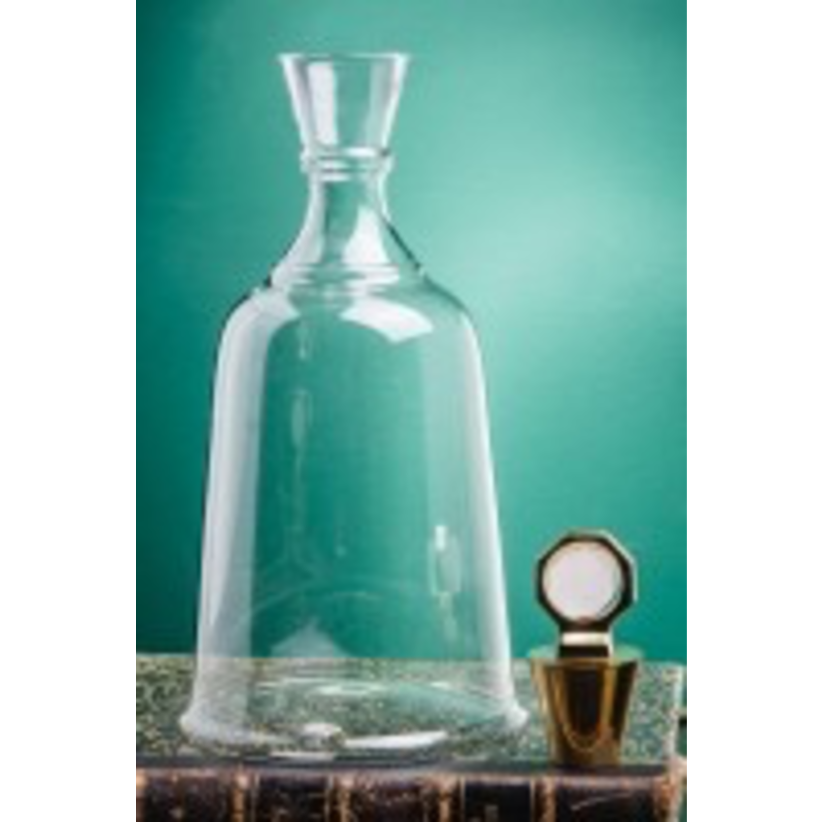 OBJET DE CURIOSITE HIGH GLASS DECANTER, BI-TERMINATED CRYSTAL LID