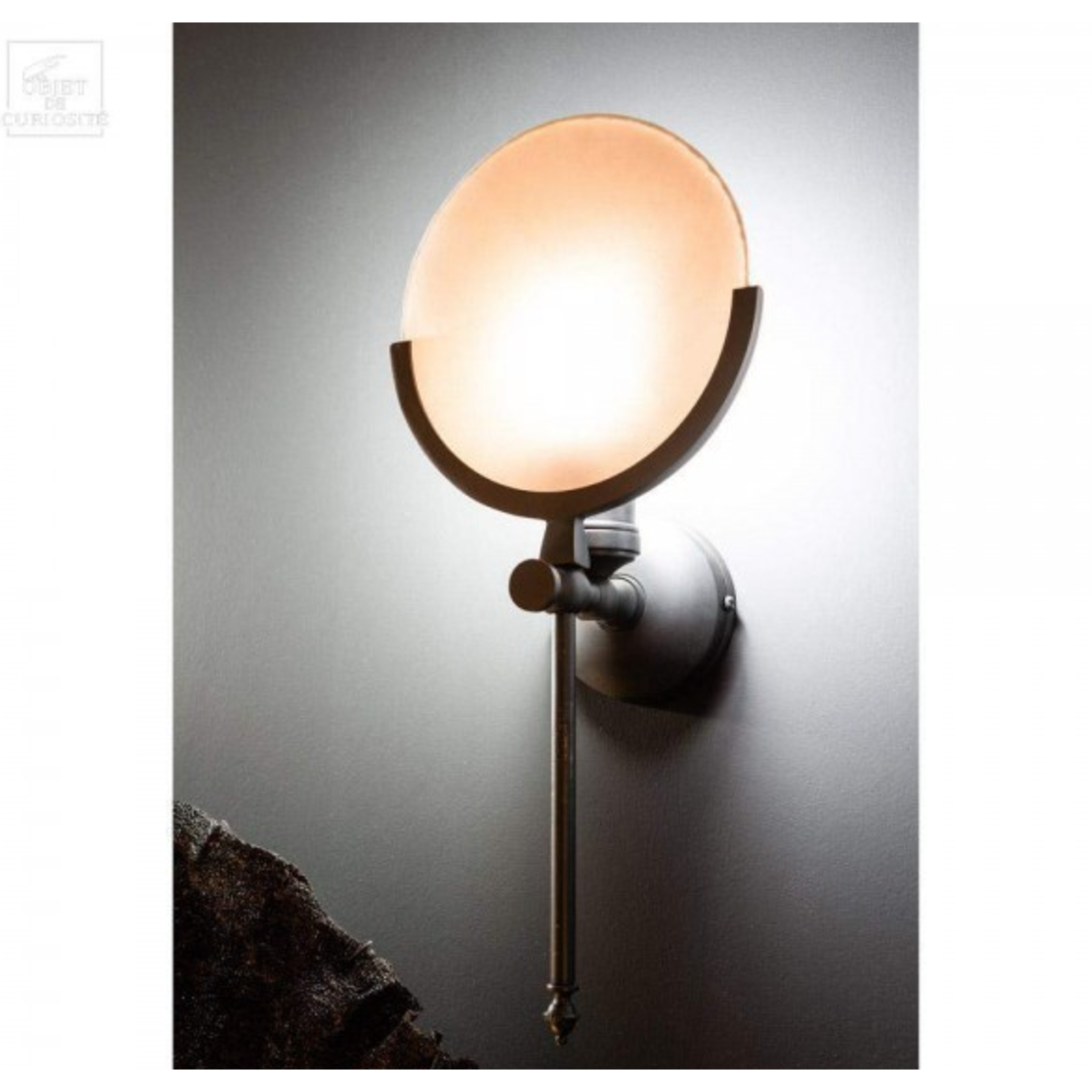 OBJET DE CURIOSITE WALL LAMP BLACK METAL AND WHITE DIFFUSER