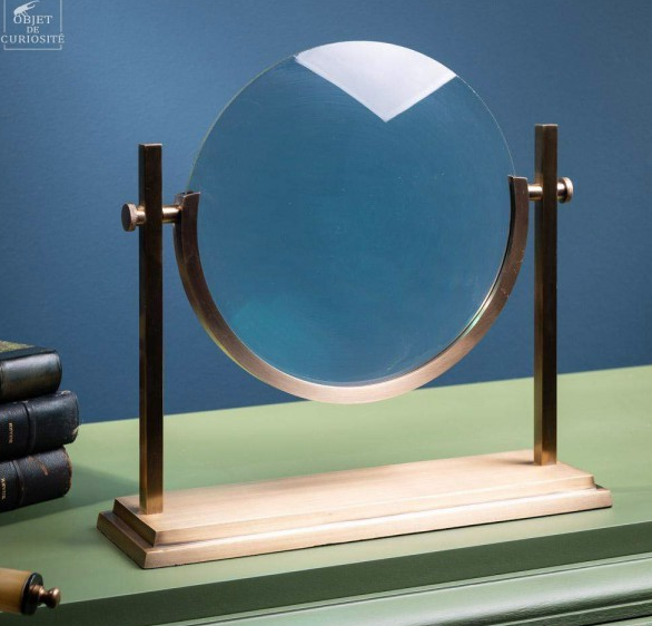 GIANT MAGNIFYING GLASS ON BRASS BASE TAJHOME