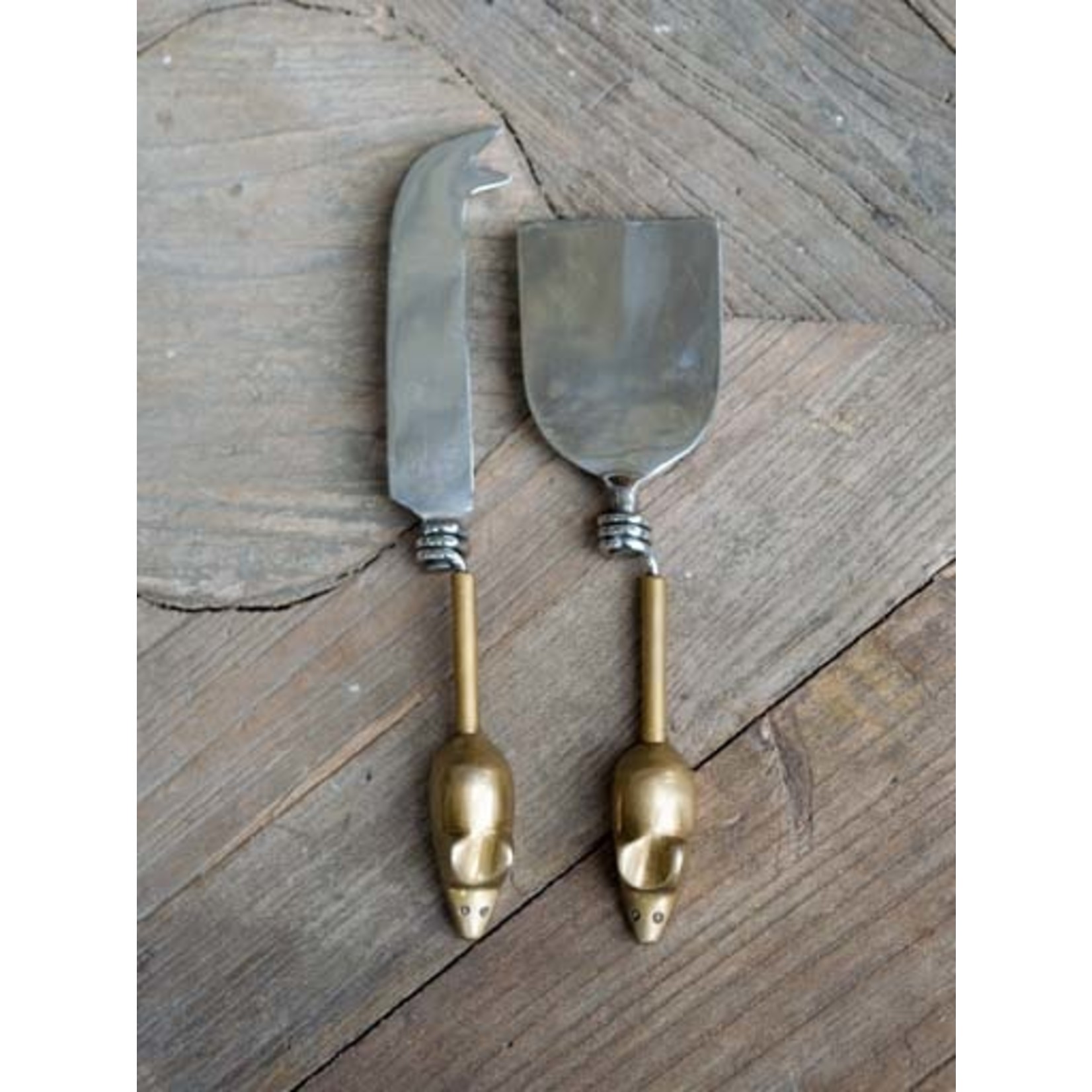 CHEHOMA SET OF 2 SERVER SOURIS MOUSE BRASS HANDLE