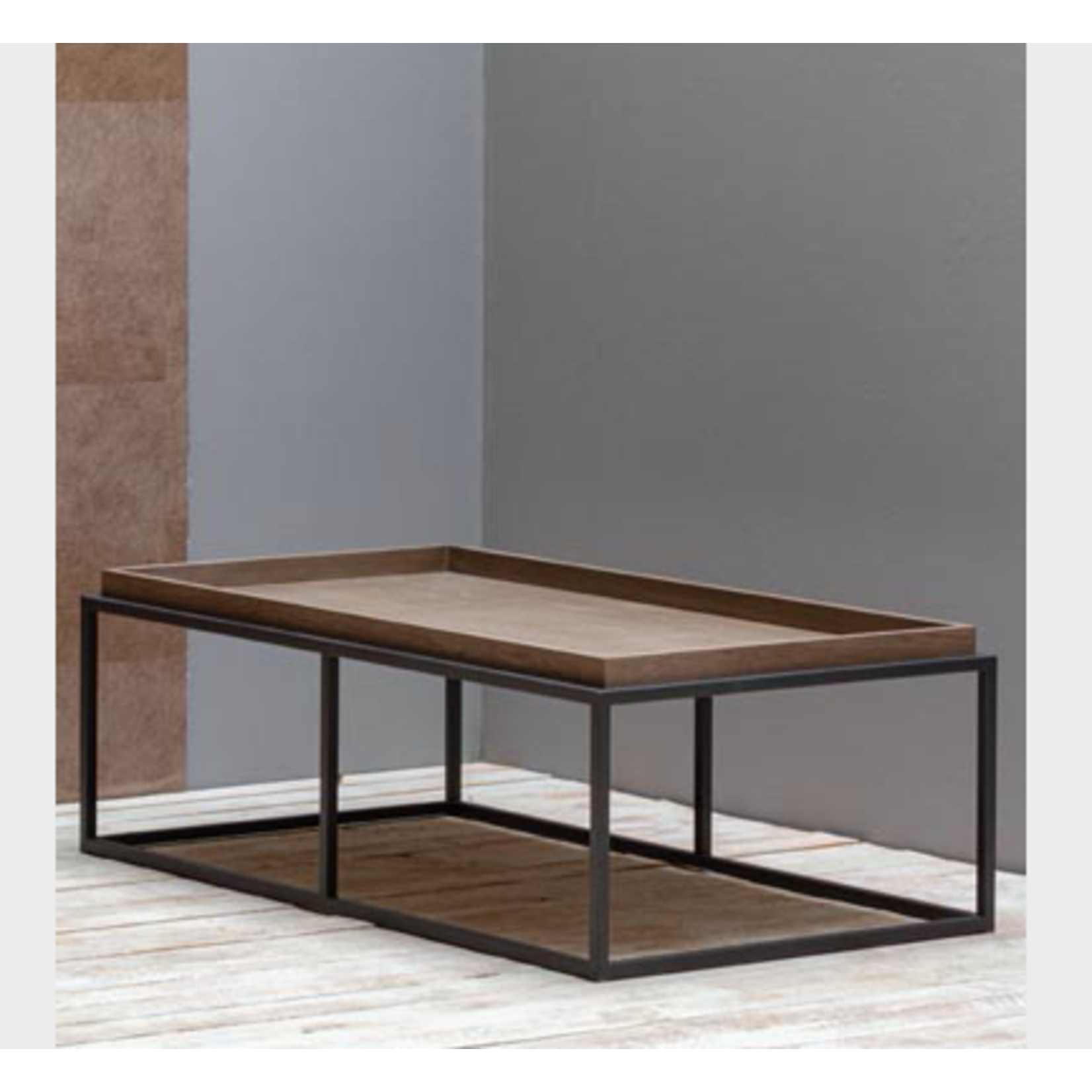 CHEHOMA COFFEE TABLE BLACK IRON & WOOD