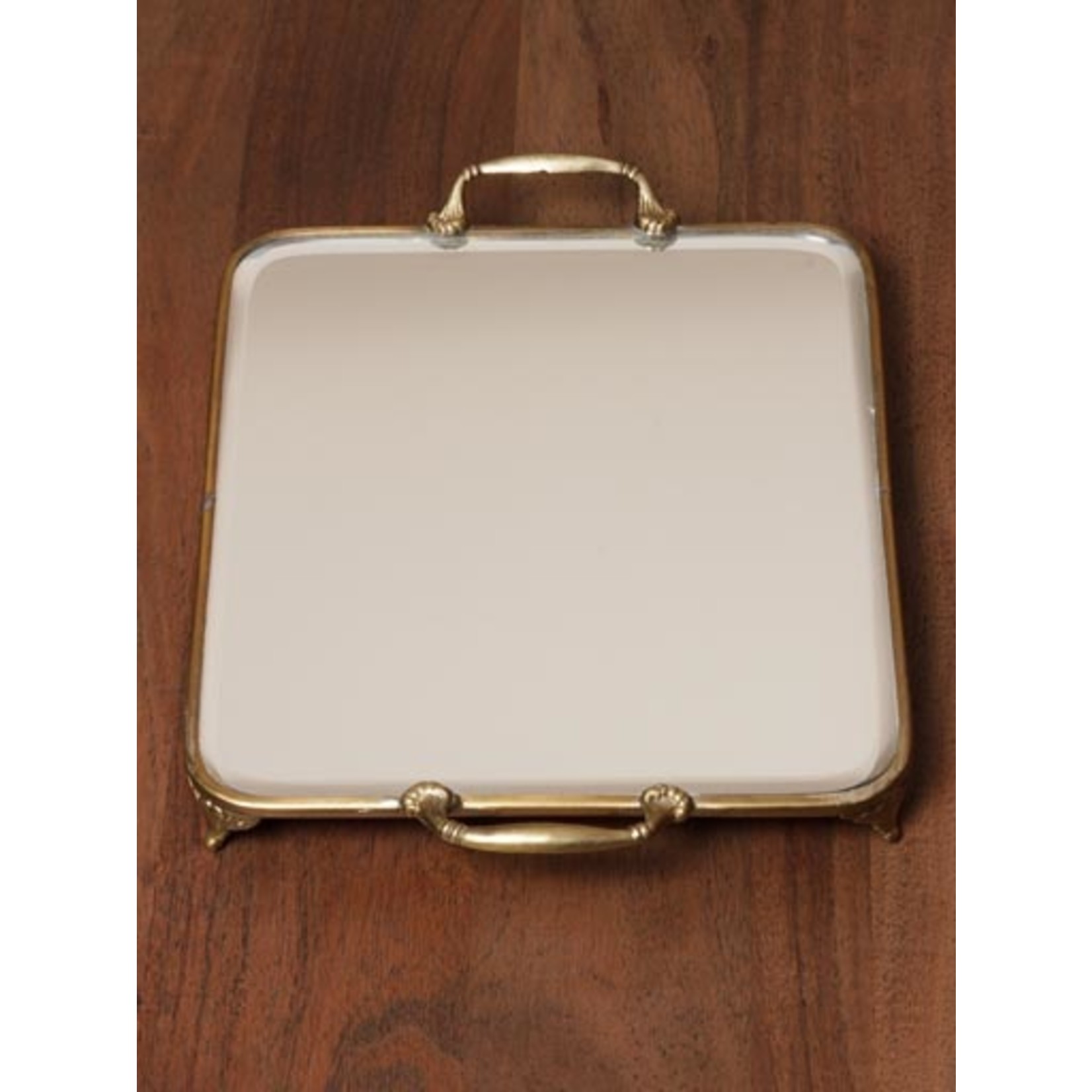 CHEHOMA SMALL SQUARE MIRROR TRAY WITH 2 HANDLE