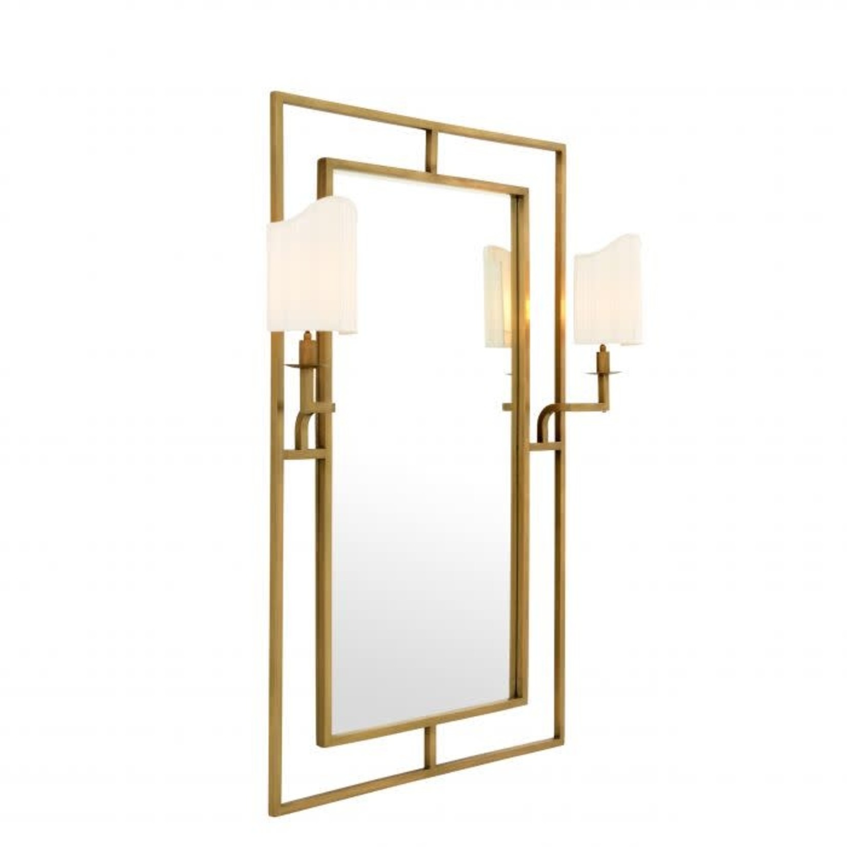 EICHHOLTZ MIRROR ASTAIRE WITH LAMPS VINTAGE BRASS FINISH