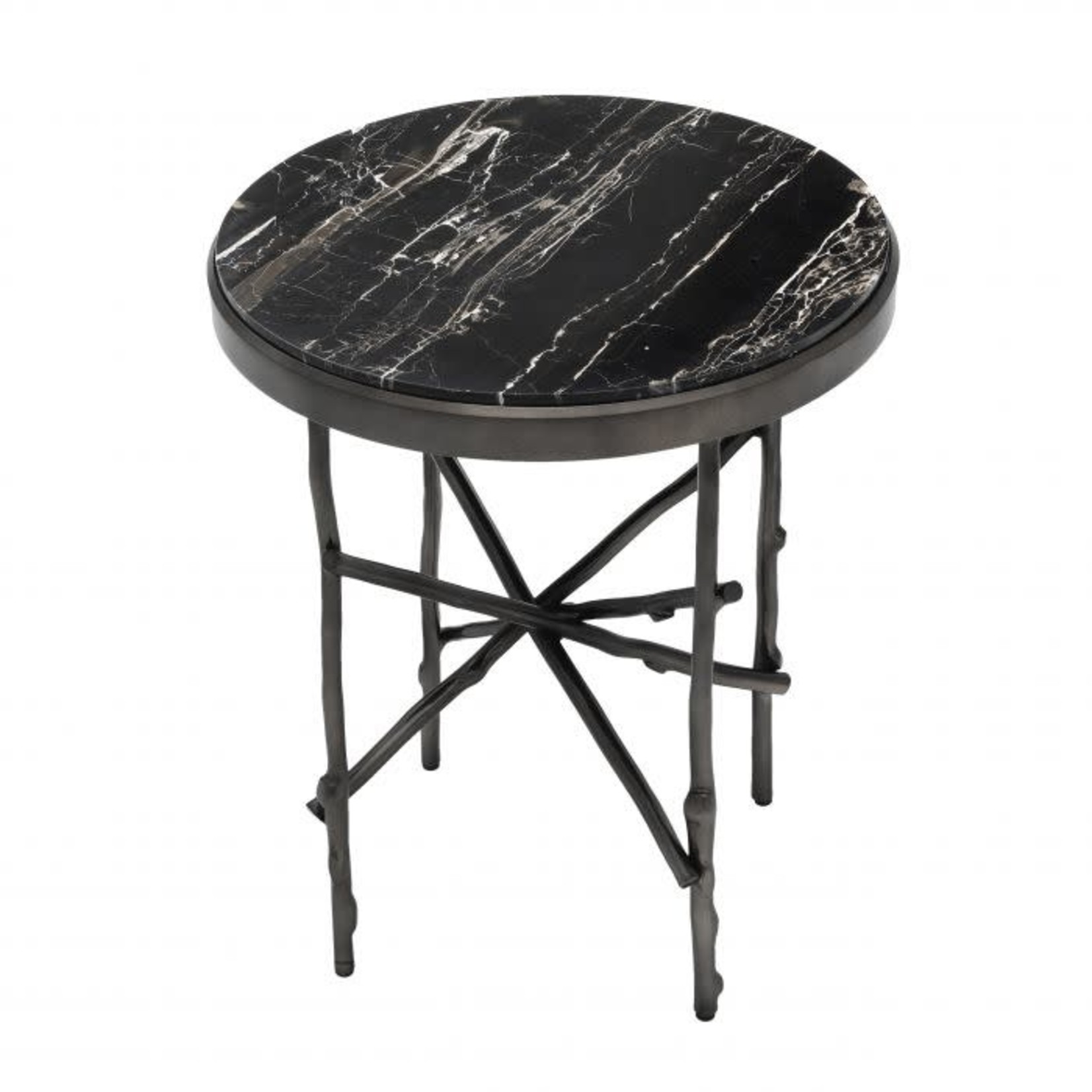 EICHHOLTZ SIDE TABLE TOMASSO BRONZE FINISH PORTORO MARBLE