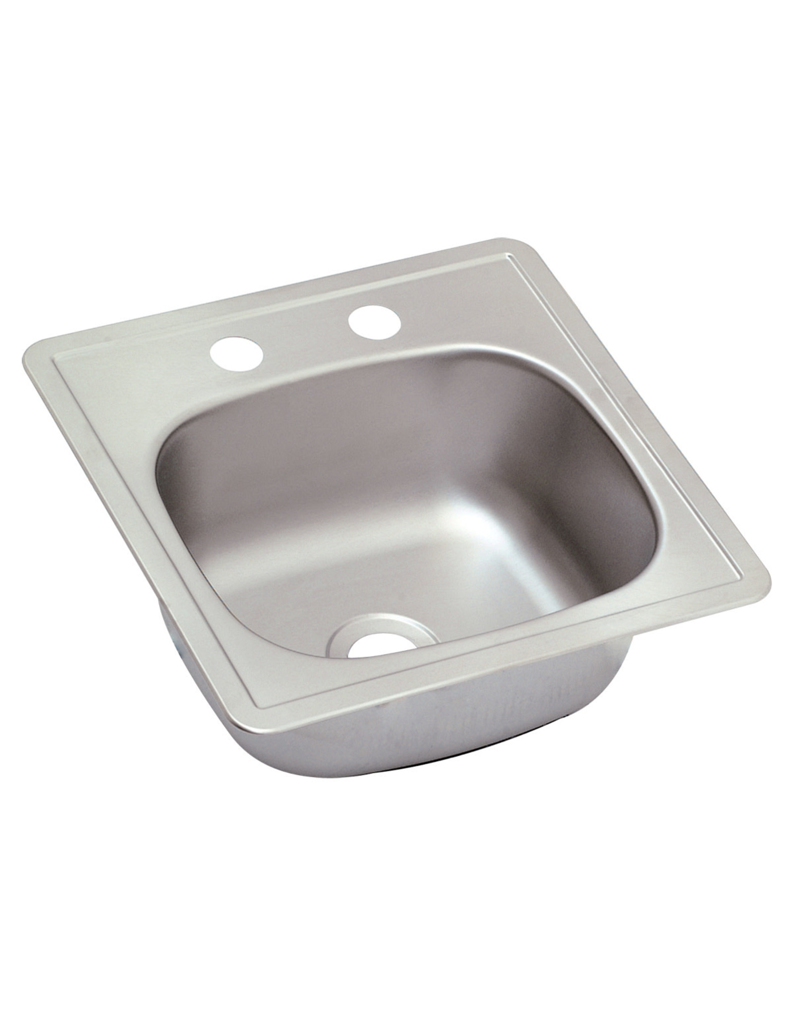 15″ x 15″ x 5 1/8″ Deep Single-Bowl Stainless Steel Bar Sink – 2-Hole (Takes 2" Drain)