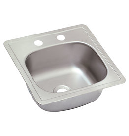 15″ x 15″ x 5 1/8″ Deep Single-Bowl Stainless Steel Bar Sink – 2-Hole (Takes 2" Drain)