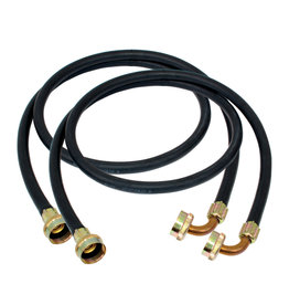 2-Pack 6 ft. Black Rubber Washing Machine Hoses With Elbows