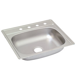 25″ x 22″ x 6-1/2″ Deep Single-Bowl Stainless Steel Kitchen Sink – 4-Hole