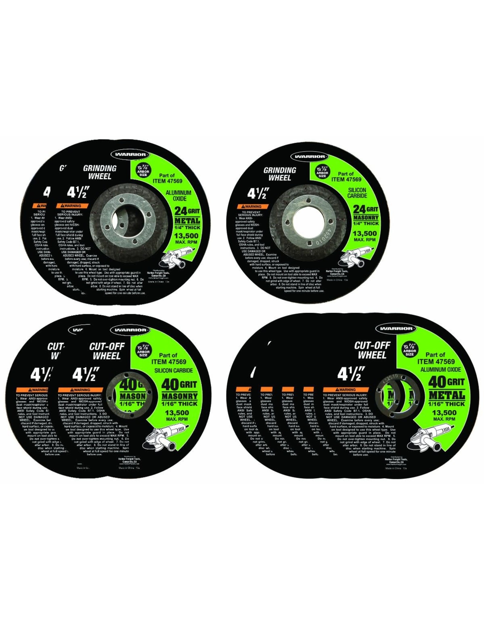 4-1/2 in. Metal/Masonry Grinding/Cut-off Wheel Assorted Set 10 Pc