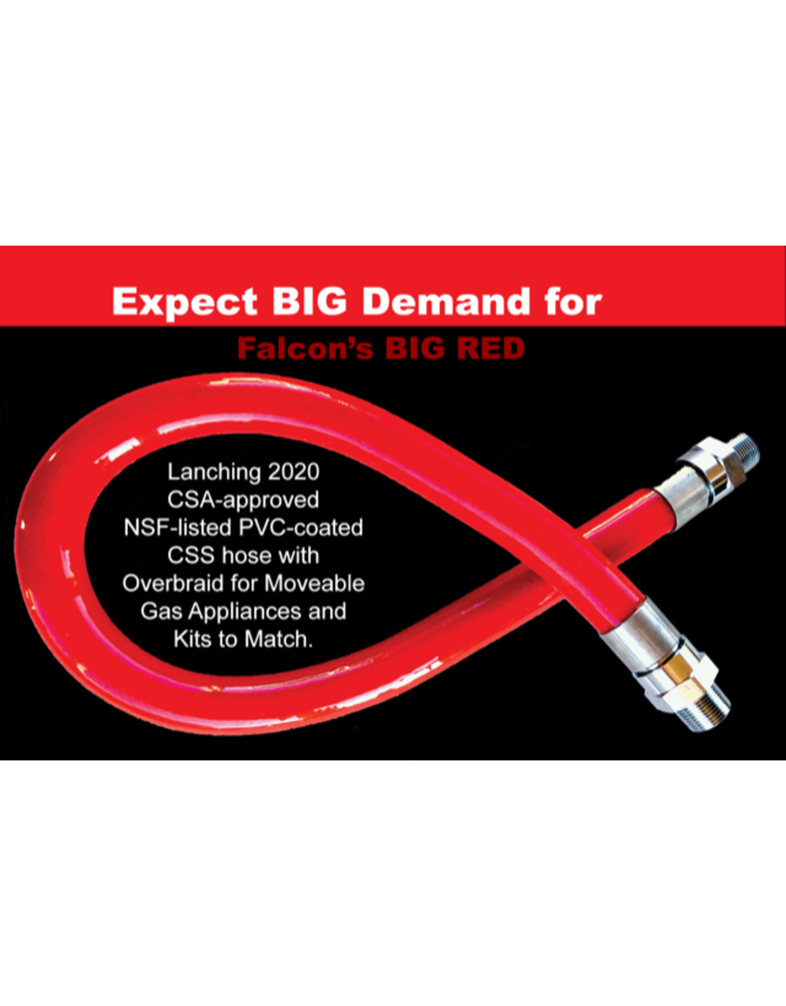 BIG RED 3/4" ID X 48" GAS HOSE W/NSF PVC COATING (KIT) W/GAS SWIVEL, STREET ELBOWS,QUICK DISCONNECT,RESTRAINING KIT, FULL PORT BALL VALVE