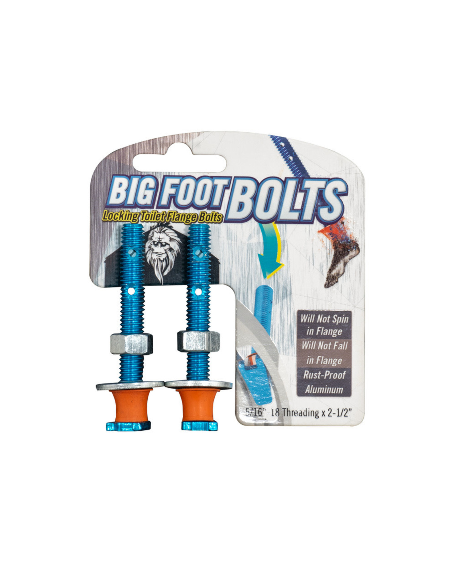 BIGFOOT TOILET BOLTS-ALUMINUM NO RUST/SP