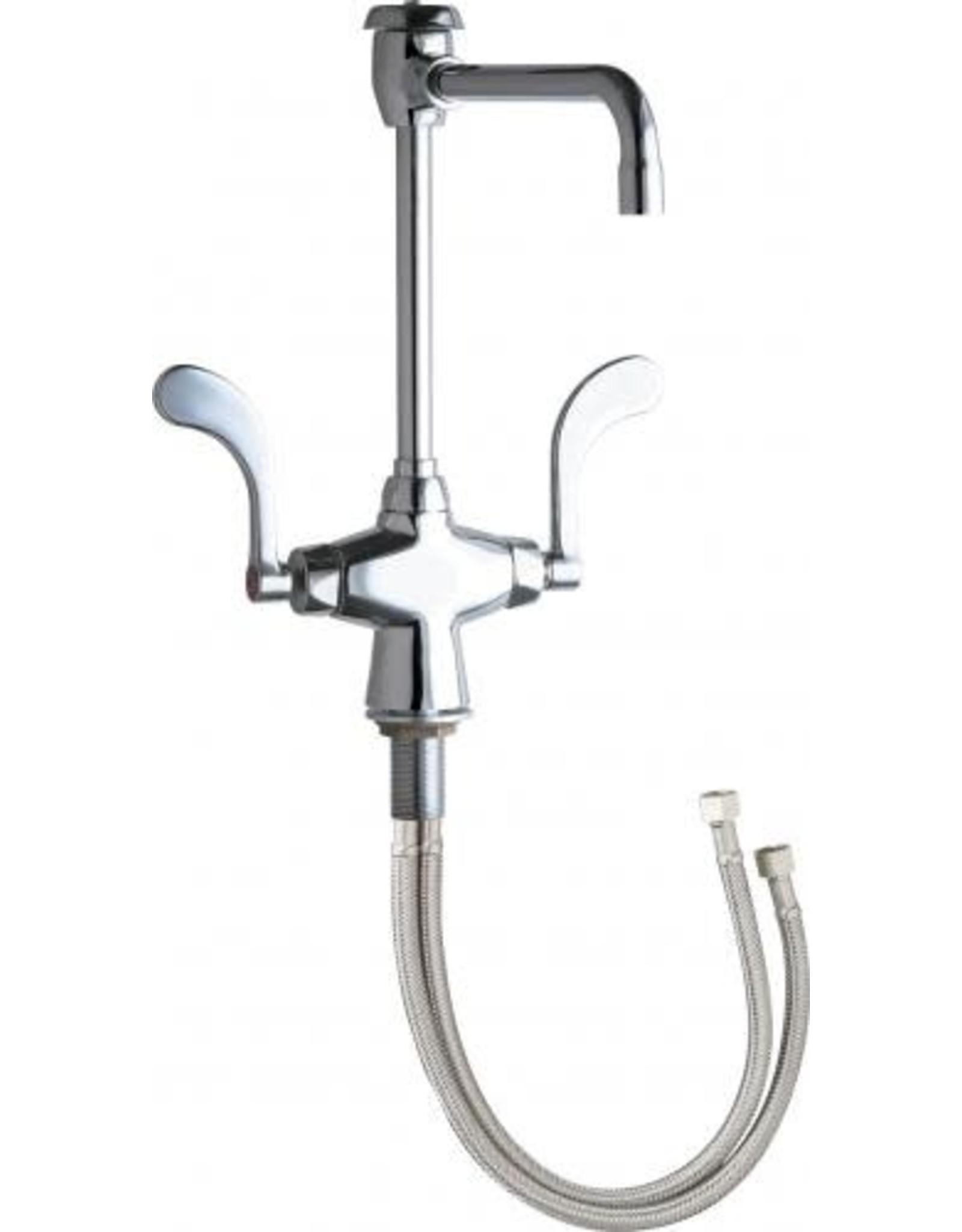 Chicago Single-hole, deck-mounted manual laboratory faucet 8" spout