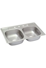 DOUBLE BOWL STAINLESS STEEL KITCHEN SINK 33 x 22 x 6