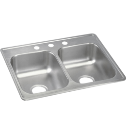 Elkay Stainless Steel 25" x 19" x 6-5/16", Equal Double Bowl Drop-in Sink