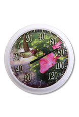 Indoor/Outdoor White Hummingbird Thermometer