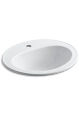 Kohler Pennington 16" Drop In Bathroom Sink w/ 1 Hole Drilled W/Overflow