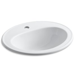 Kohler Pennington 16" Drop In Bathroom Sink w/ 1 Hole Drilled W/Overflow