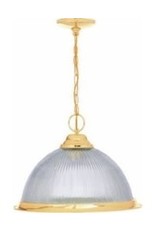 One-Light Pendant Polished Brass Halophane Glass