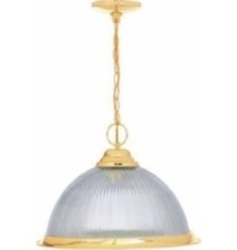 One-Light Pendant Polished Brass Halophane Glass