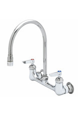 T & S BRASS GOOSENECK WALL MOUNT FAUCET LARGE PADDLE HANDLES/ SPECIAL ORDER