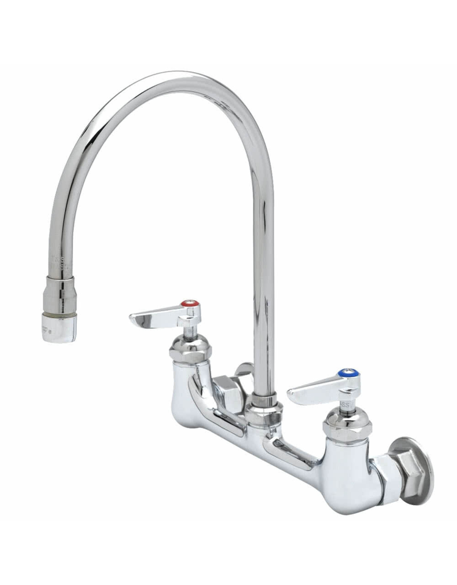 T & S BRASS GOOSENECK WALL MOUNT FAUCET LARGE PADDLE HANDLES/ SPECIAL ORDER