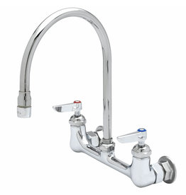 T & S BRASS GOOSENECK WALL MOUNT FAUCET LARGE PADDLE HANDLES/ SPECIAL ORDER