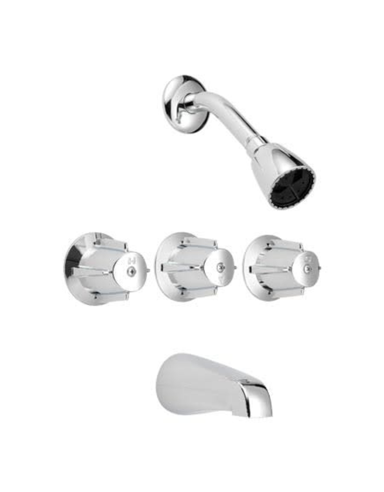 Pfister 3- Spray 3-Handle Tub and Shower Faucet with Metal Knobs in Polished Chrome (Valve Included)