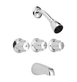 Pfister 3- Spray 3-Handle Tub and Shower Faucet with Metal Knobs in Polished Chrome (Valve Included)