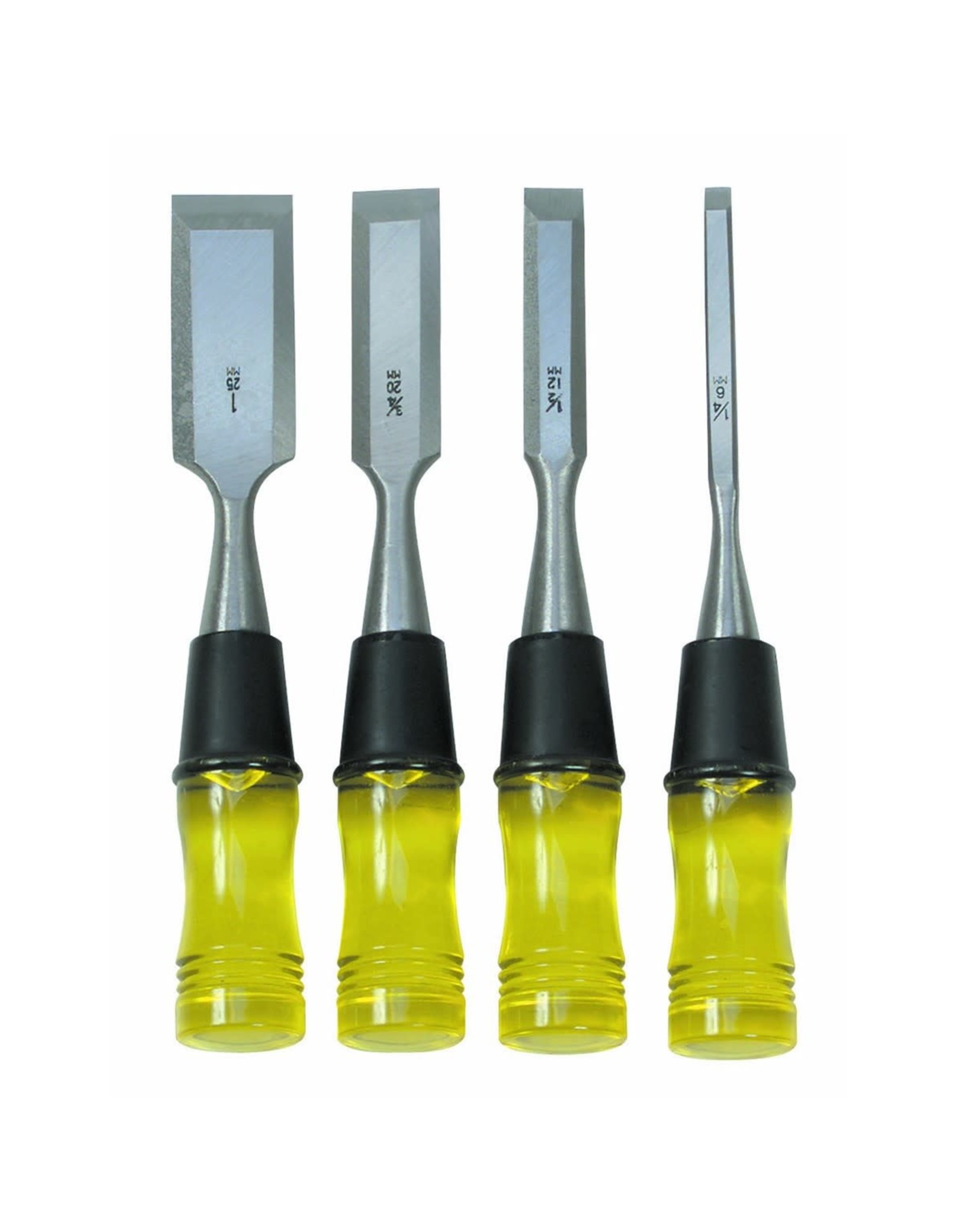 Wood Chisel Set with Clear PVC Handle 4 Pc