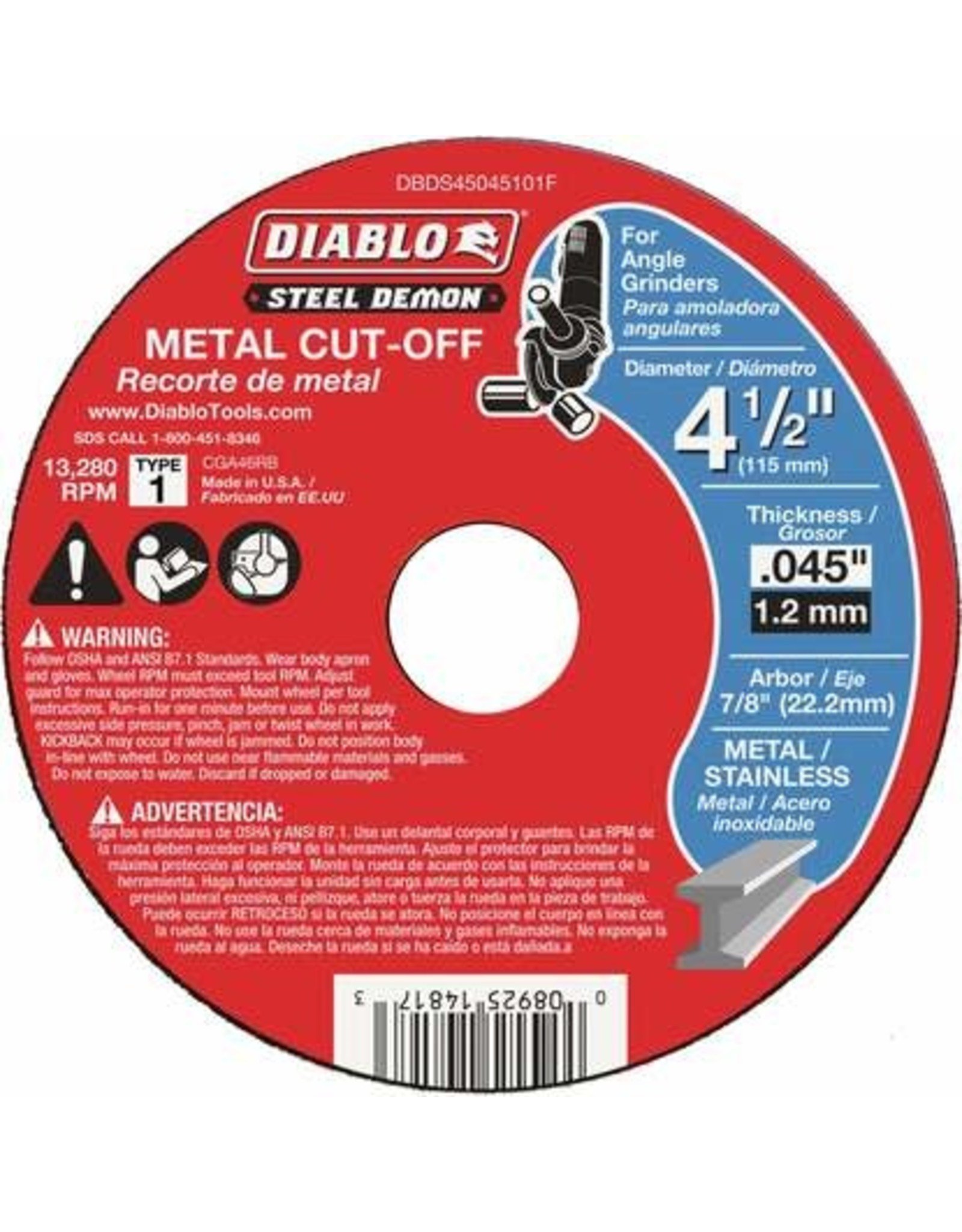 DIABLO 4-1/2 in. Type 1 Metal Cut-Off Disc