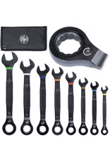 Klein Tools 90-Tooth Ratcheting Combo Wrench Set, Metric, 8-Piece