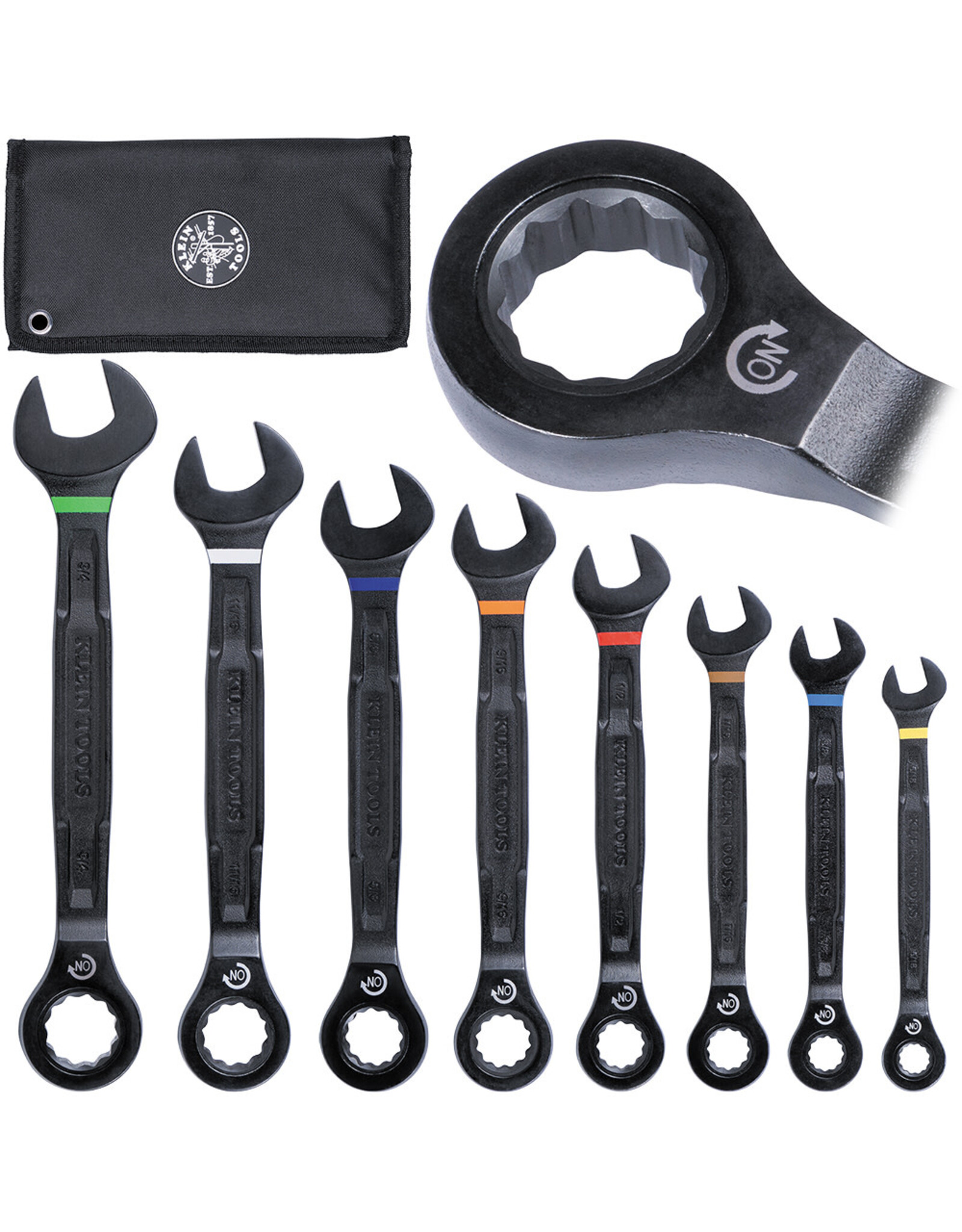 Klein Tools 90-Tooth Ratcheting Combo Wrench Set, Metric, 8-Piece