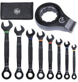 Klein Tools 90-Tooth Ratcheting Combo Wrench Set, Metric, 8-Piece
