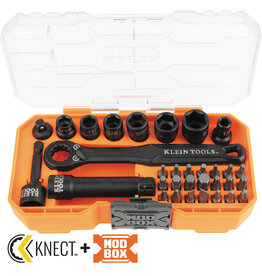 Klein Tools KNECT™ 1/4-Inch Drive Impact-Rated Pass Through Socket Set, 32-Piece