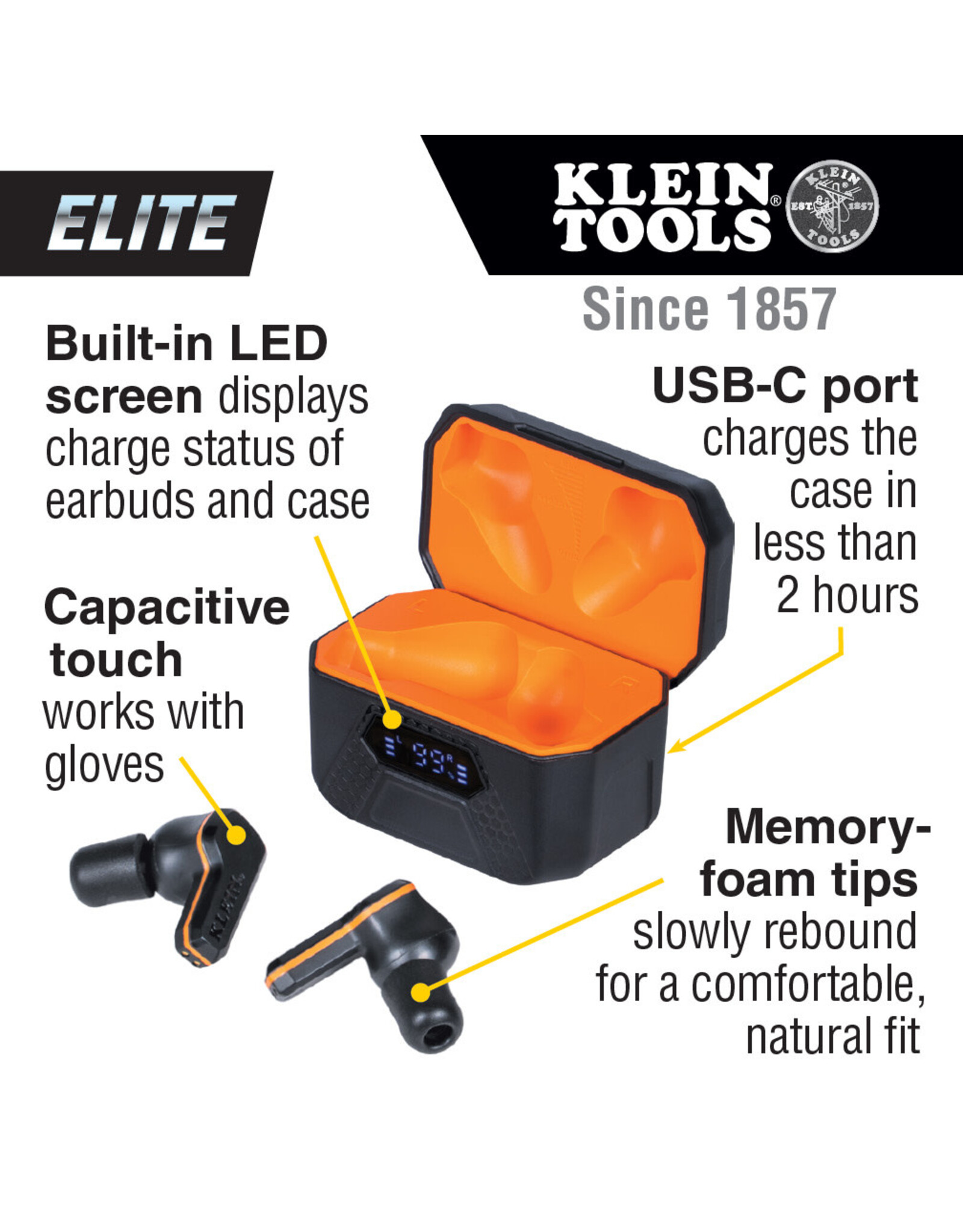 Klein Tools ELITE Bluetooth® Jobsite Earbuds